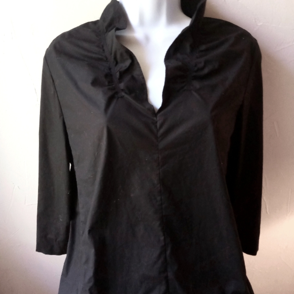 COS Black Cotton Poplin Dress V-Neck/Light Ruffle S Worn 1x